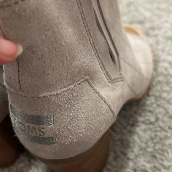 Toms Majorca Peep Toe Booties tan beige neutral Women’s Size 7 Ankle‎ Boots Nice - Picture 16 of 16